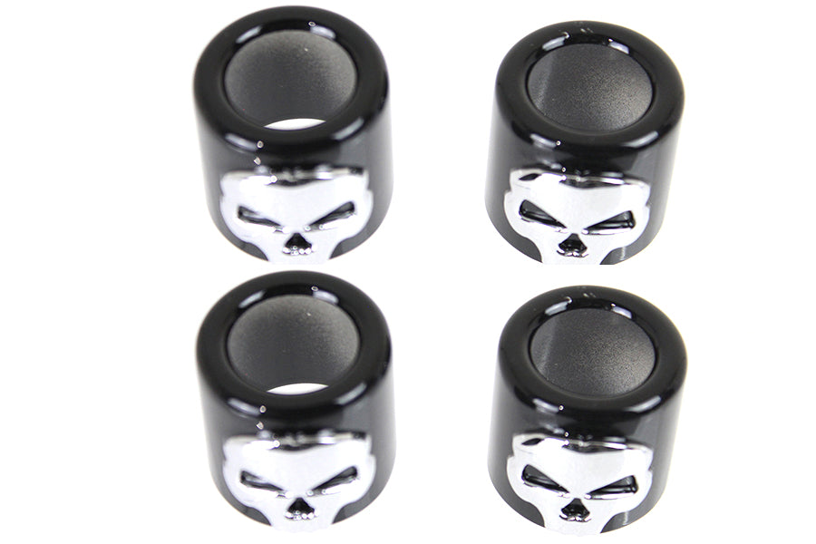 Pushrod Cover Cup Set with Skull Design Chrome with Black(SET)