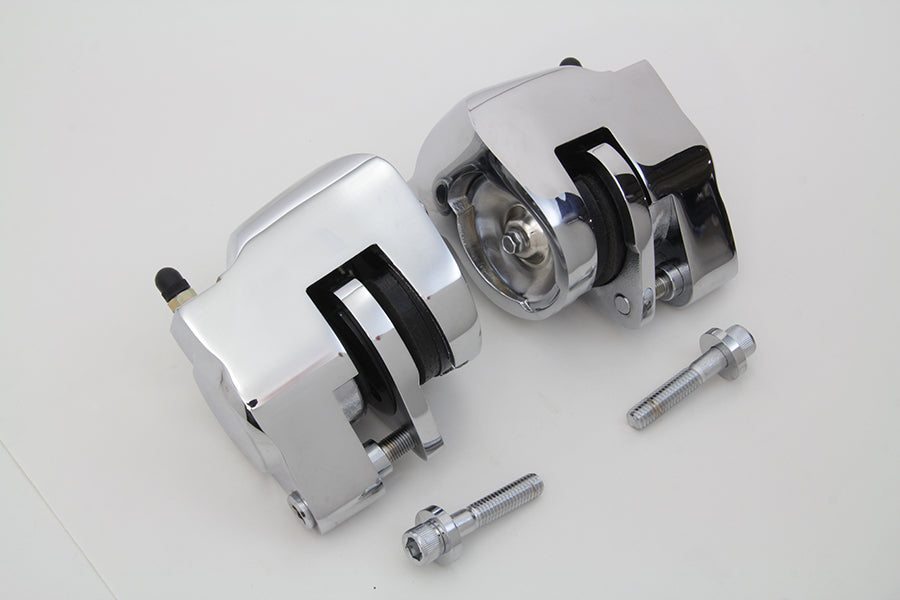 Chrome Front 1 Piston Caliper Set with Brake Pads(SET)