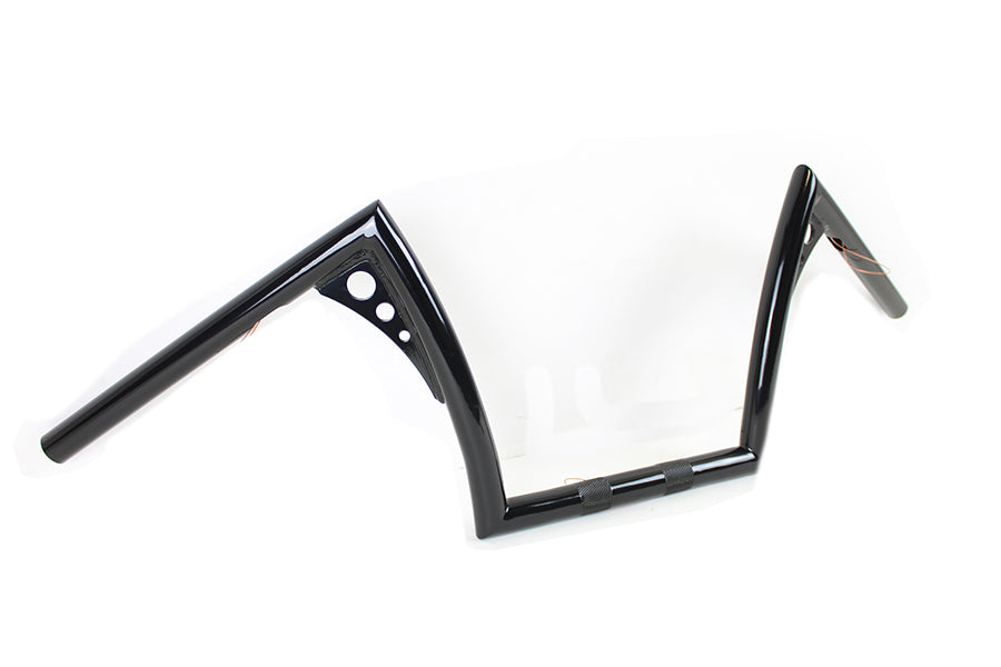 10 Z-Bar Handlebar with Wiring Indents and Holes Black(EA)