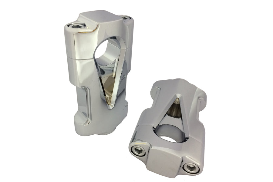 V-Tech Chrome Flat Handlebar Riser Set with Contrast Cut(SET)