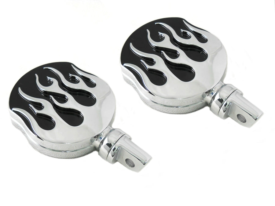 Chrome Flame Style Highway Bar Footpeg Set(SET)
