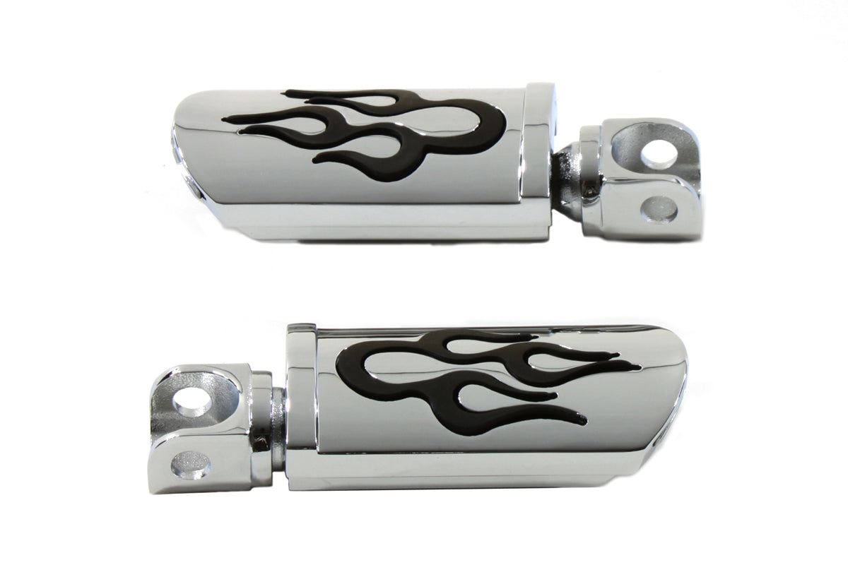 Flame Style Adjustable Footpeg Set Chrome(SET)