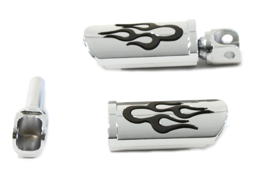 Flame Style Adjustable Footpeg Set Chrome(SET)