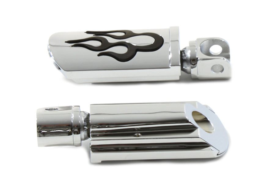 Flame Style Adjustable Footpeg Set Chrome(SET)