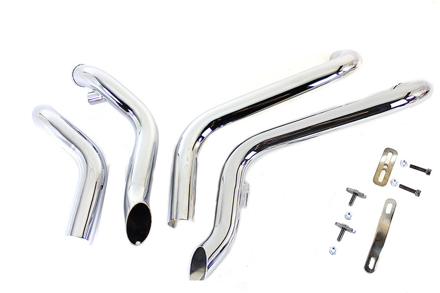 Straight Down Drag Pipe Set Chrome with Heatshields(SET)