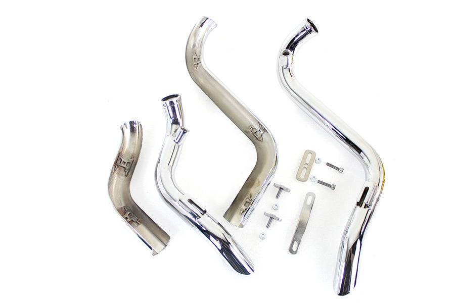 Straight Down Drag Pipe Set Chrome with Heatshields(SET)