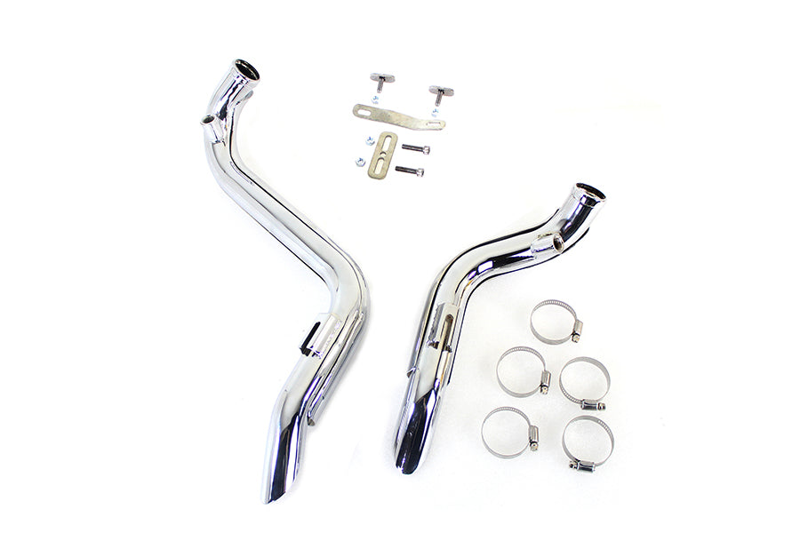 Straight Down Drag Pipe Set Chrome with Heatshields(SET)