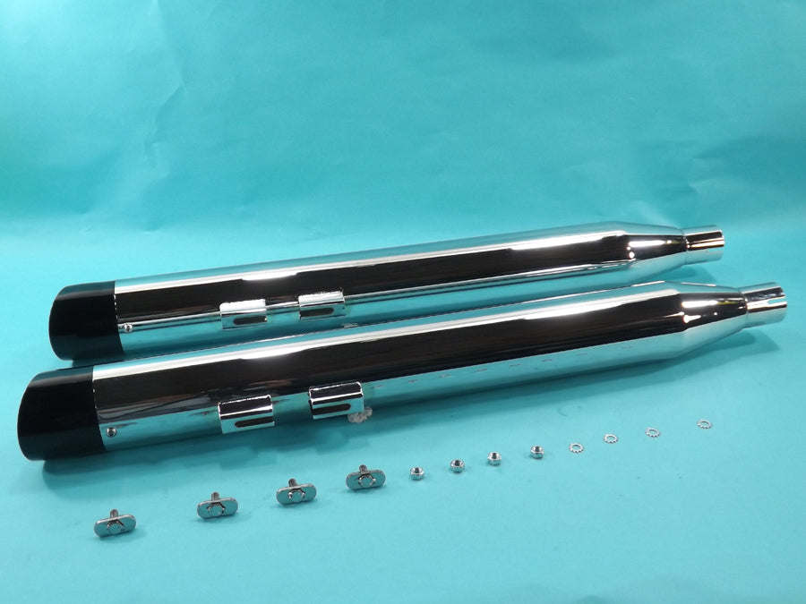 Chrome Muffler Set with Slash Cut End Tips(SET)
