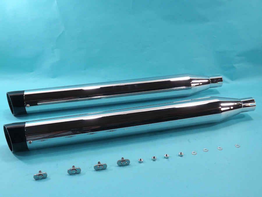 Chrome Muffler Set with Slash Cut End Tips(SET)