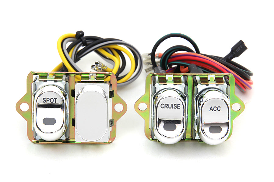 Rocker Style LED Fairing Switch Kit Chrome(KIT)