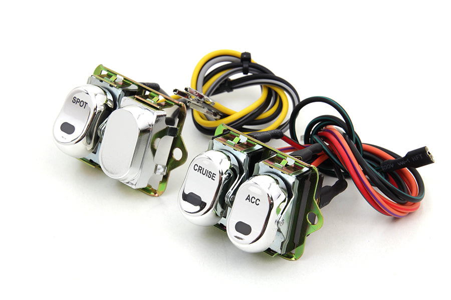 Rocker Style LED Fairing Switch Kit Chrome(KIT)