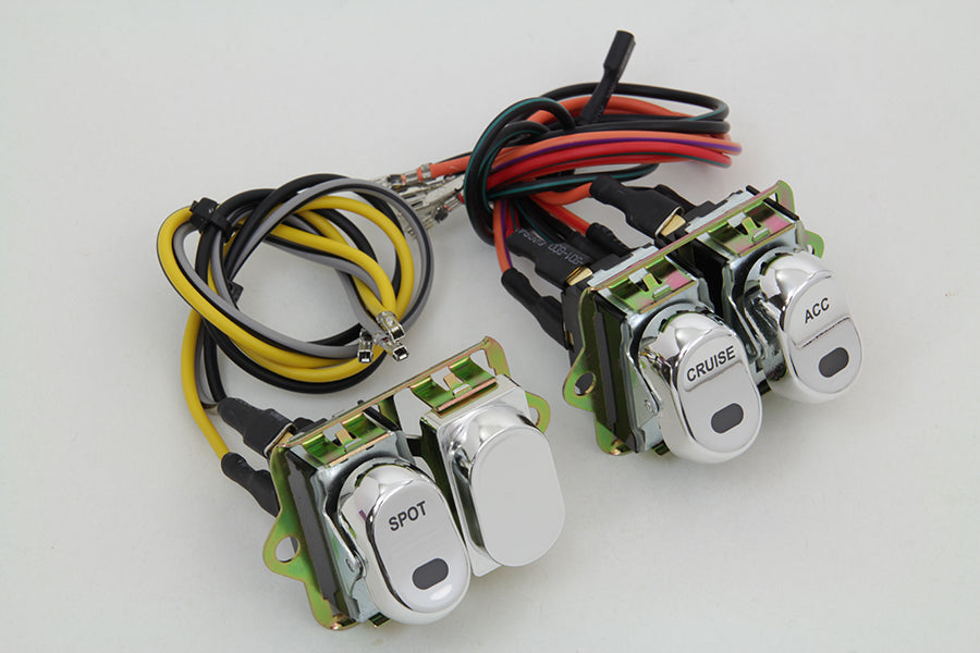 Rocker Style LED Fairing Switch Kit Chrome(KIT)