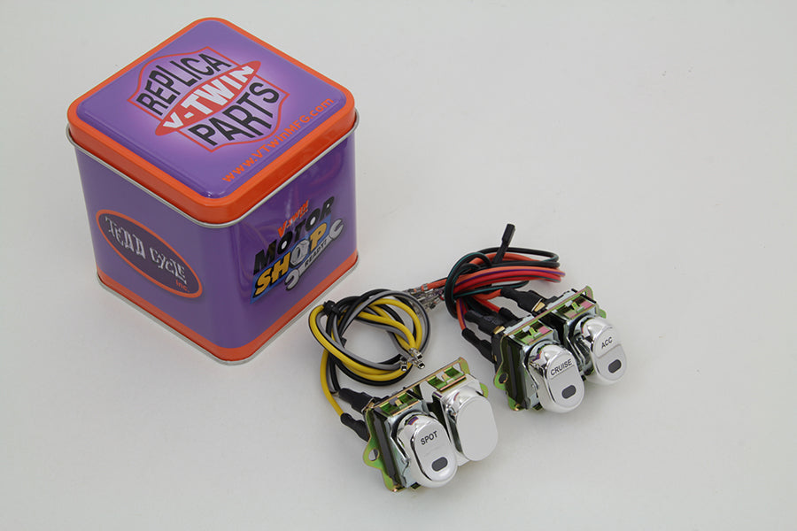 Rocker Style LED Fairing Switch Kit Chrome(KIT)