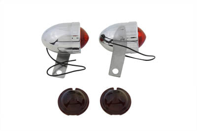 Chrome Bullet Marker Lamp Set with Red Lens(SET)