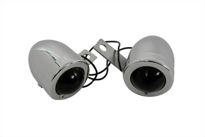 Chrome Bullet Marker Lamp Set with Red Lens(SET)