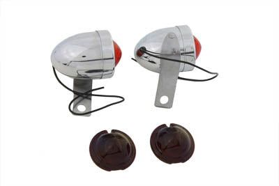 Chrome Bullet Marker Lamp Set with Red Lens(SET)