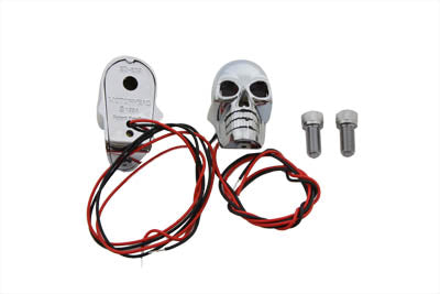 2 Chrome Skull Marker Lamp with Red LED(SET)