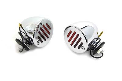 Chrome Shielded Bullet Marker Lamp Set with Red lens(SET)