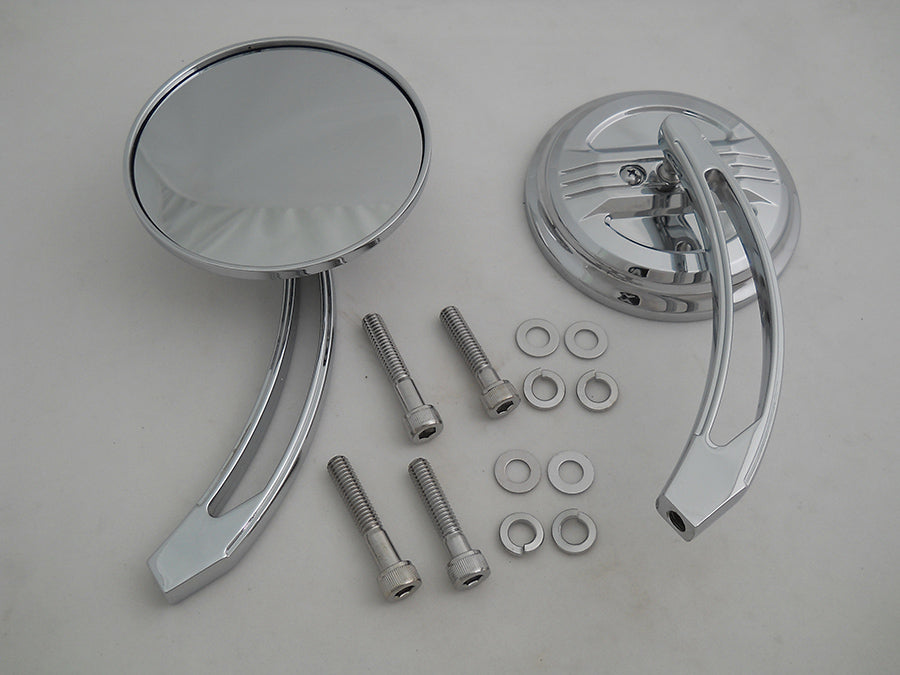 Air Flow Mirror Set with Curved Billet Stems(SET)