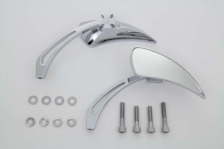 Chrome Tear Drop Mirror Set with Billet Cross Head Stem(SET)