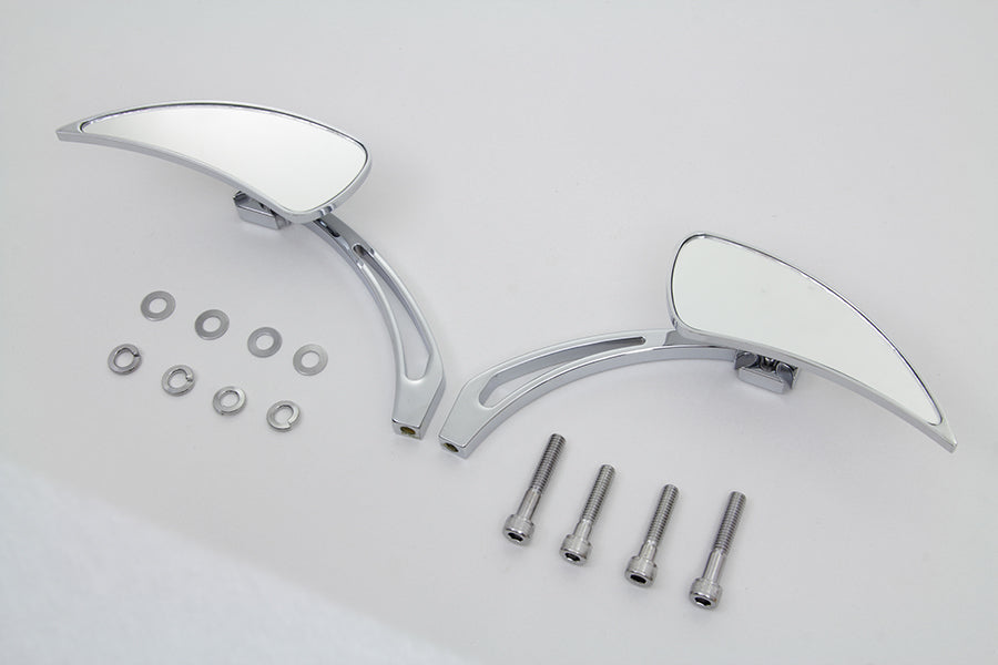 Chrome Tear Drop Mirror Set with Billet Cross Head Stem(SET)