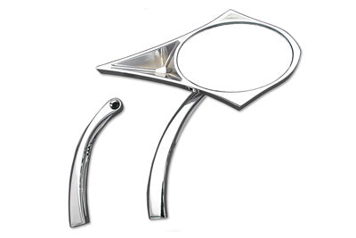 Chrome Spike Oval Mirror with Solid Billet Stems(EA)
