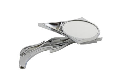 Chrome Spike Oval Mirror with Billet Flame Stem(EA)
