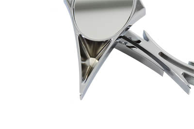 Chrome Spike Oval Mirror with Billet Skull Stem(EA)