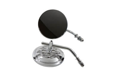 Round Flame Mirror Set Chrome with Round Stems(SET)