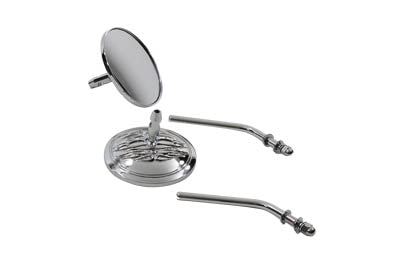 Round Flame Mirror Set Chrome with Round Stems(SET)