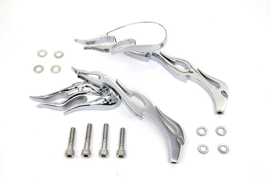Fireball Mirror Set with Long Flame Stems Chrome(SET)