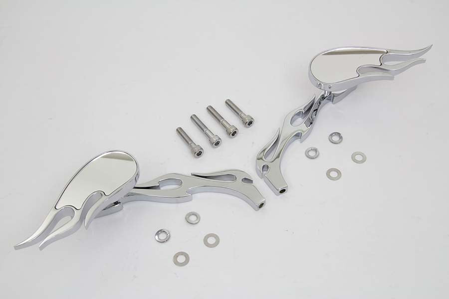 Fireball Mirror Set with Long Flame Stems Chrome(SET)