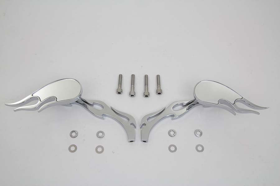 Fireball Mirror Set with Long Flame Stems Chrome(SET)