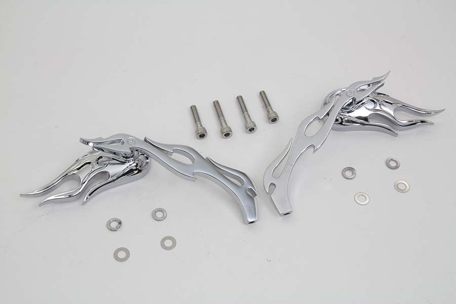 Fireball Mirror Set with Long Flame Stems Chrome(SET)