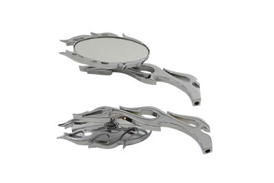 Fireball Mirror Set with Flame Stems Chrome(SET)