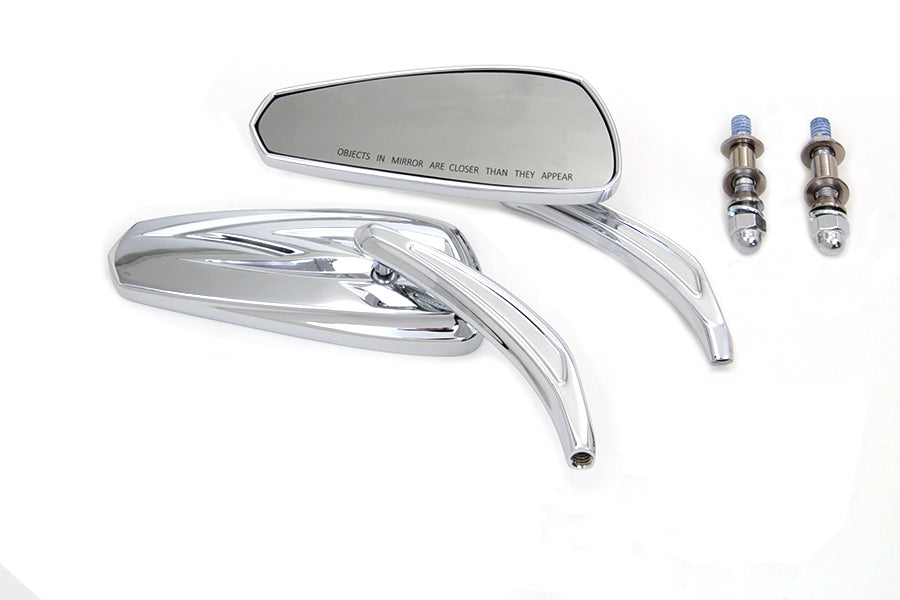 Chrome Tribal Tear Drop Mirrors with Billet Stems(SET)