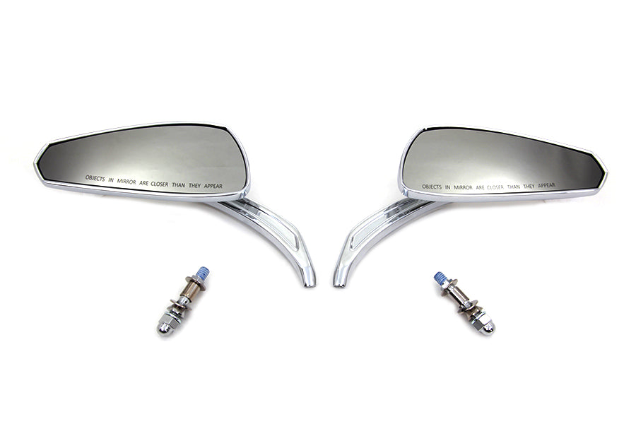 Chrome Tribal Tear Drop Mirrors with Billet Stems(SET)