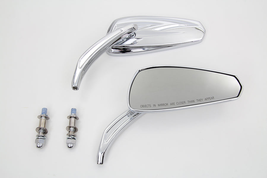 Chrome Tribal Tear Drop Mirrors with Billet Stems(SET)