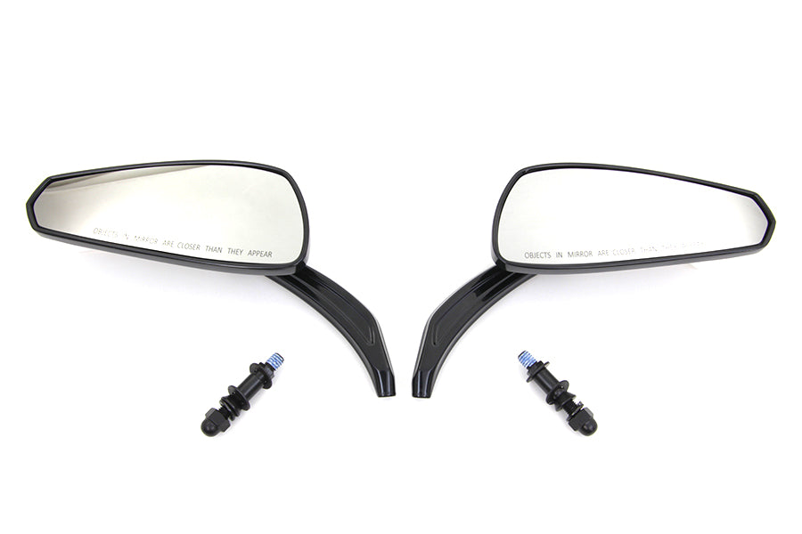 Gloss Black Tribal Tear Drop Mirrors with Billet Stems(SET)