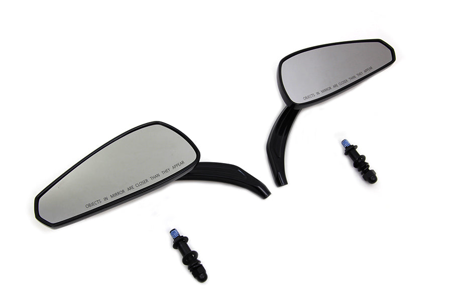 Gloss Black Tribal Tear Drop Mirrors with Billet Stems(SET)
