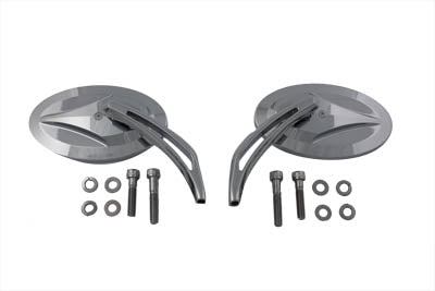 Billet Oval Mirror Set with Slotted Stem(SET)