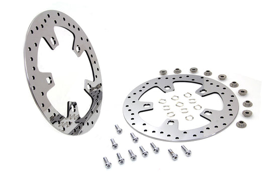 11.8  Drilled Front Brake Disc Set Mirror Polished Stainless(SET)