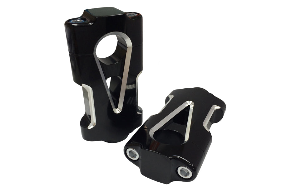 V-Tech Black Flat Handlebar Riser Set with Contrast Cut(SET)