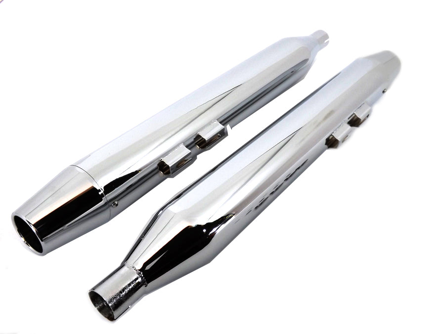 Wyatt Gatling Muffler Set with Chrome Long Tapered End Tips(SET)