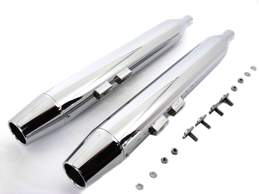 Wyatt Gatling Muffler Set with Chrome Long Tapered End Tips(SET)