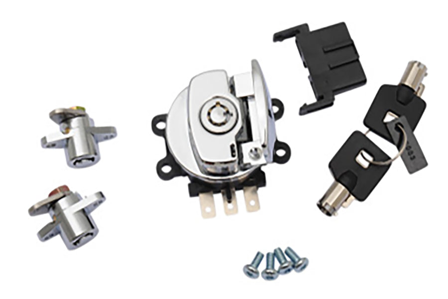 Side Hinge Ignition Switch and Saddlebag Lock Kit Chrome(KIT)