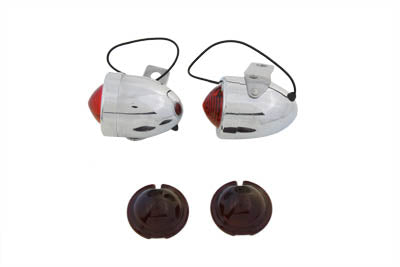 Chrome Bullet Marker Lamp Set with Red Lens(SET)