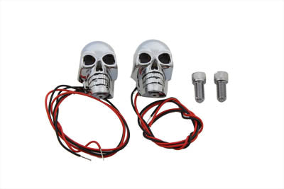 2  Chrome Skull Marker Lamp with Red LED(SET)