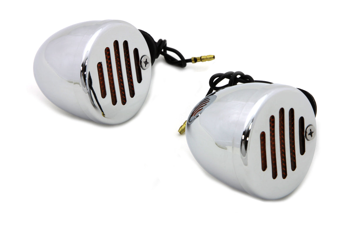 Chrome Shielded Bullet Marker Lamp Set with Amber Lens(SET)