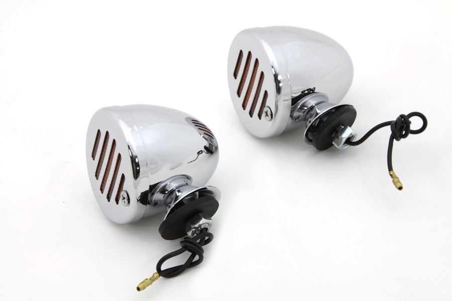 Chrome Shielded Bullet Marker Lamp Set with Amber Lens(SET)